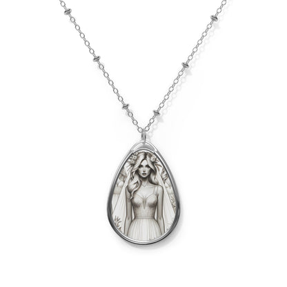 Chic Bridal Minimalism Modern Romantic Oval Necklace - 8404 Design-58
