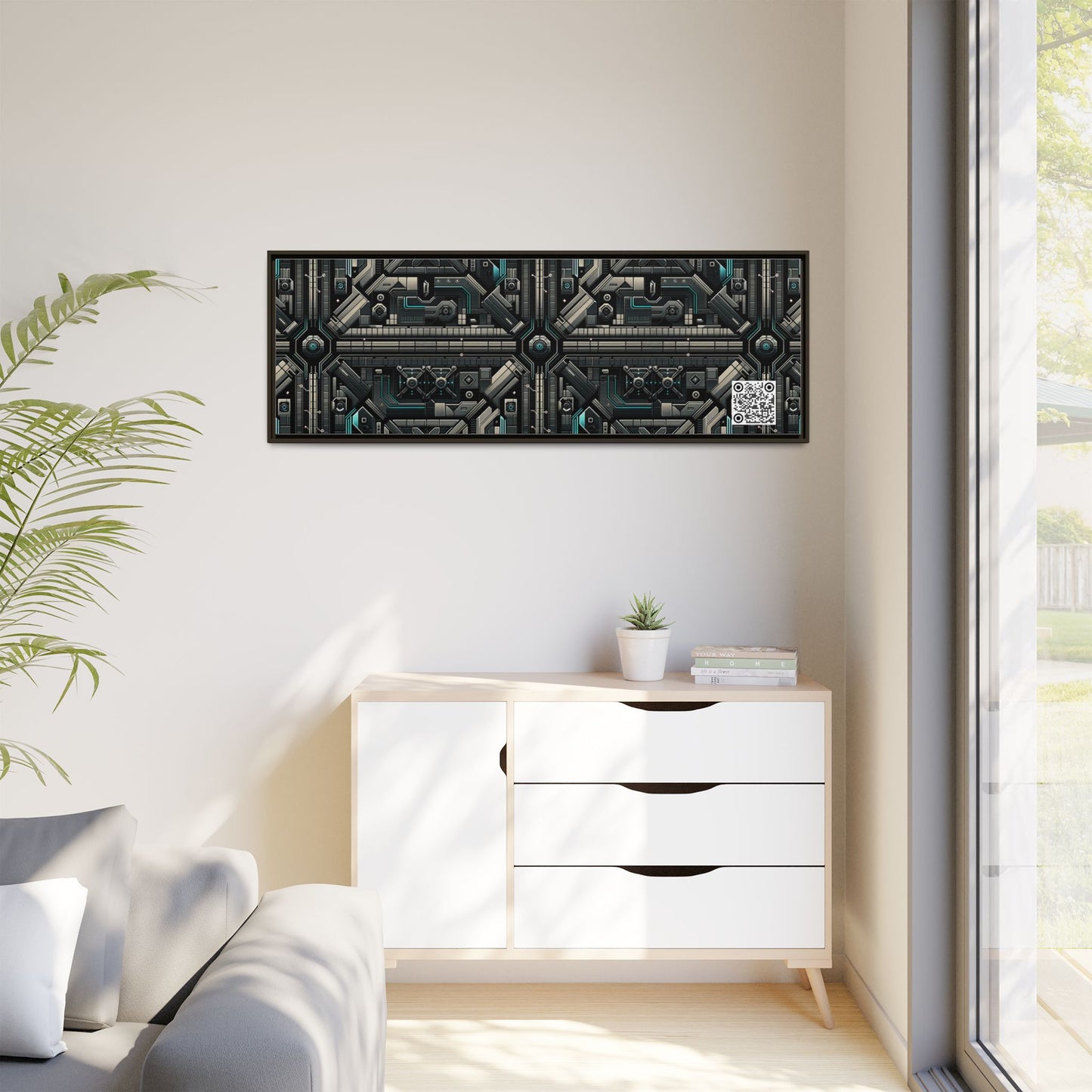 Tech Noir Futuristic Tech Aesthetic with a Dark Twist Matte Canvas, Framed (multi-color) - 8404 Design-59 B
