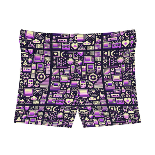 Digital Nostalgia Remix Modern Vintage Fusion Women's Shorts - 8404 Design-54