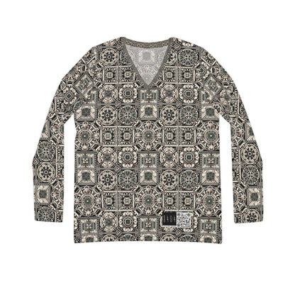 Cyber Garden Party Tech Garden Extravaganza Women's Long Sleeve V-Neck Shirt - 8404 Design-45