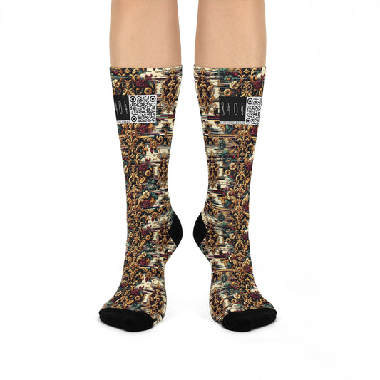 Digital Renaissance Modern Baroque Fusion Cushioned Crew Socks - 8404 Design-63