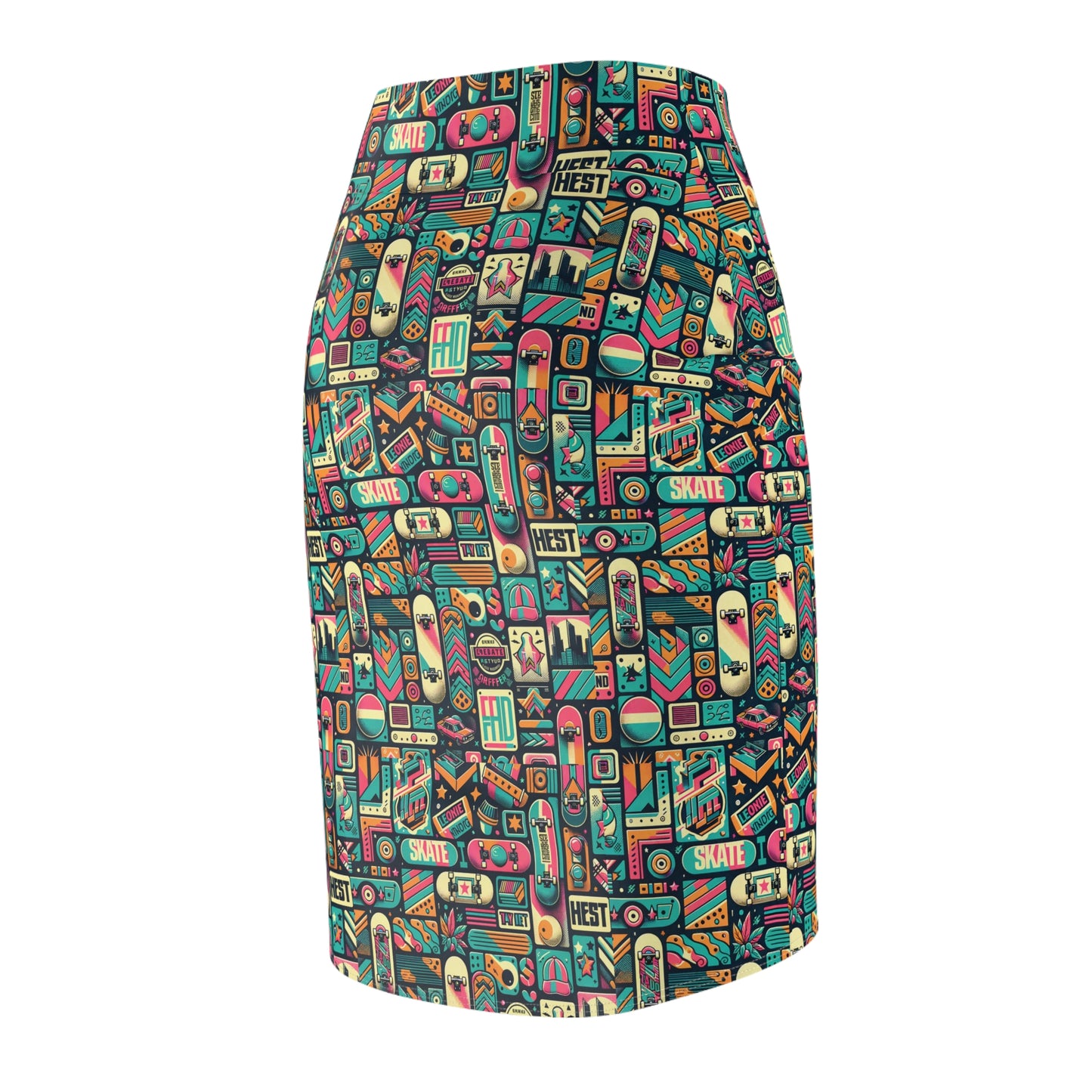 Skate Culture Revival Urban Retro Cool Women's Pencil Skirt - 8404 Design-61