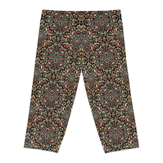 Streetwear Renaissance Artistic Clash of Old and New Women's Capri Leggings - 8404 Design-46