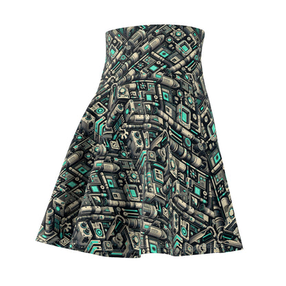 Tech Utility Fusion Modern Tech Streetwear Women's Skater Skirt - 8404 Design-49
