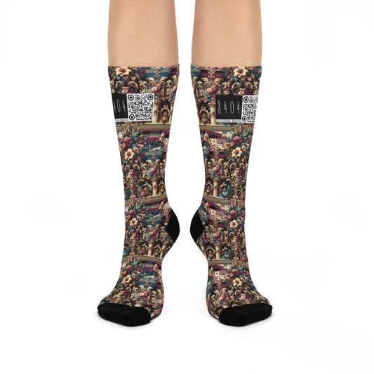 Digital Renaissance Modern Baroque Fusion Cushioned Crew Socks - 8404 Design-58