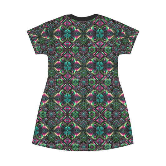 Tech-Infused Graphics Tech-Forward Streetwear T-Shirt Dress - 8404 Design-45