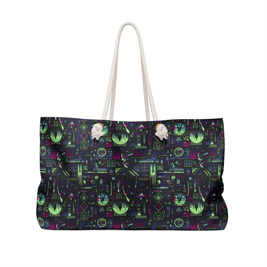 Tech Noir Futuristic Cyberpunk Weekender Bag - 8404 Design-63