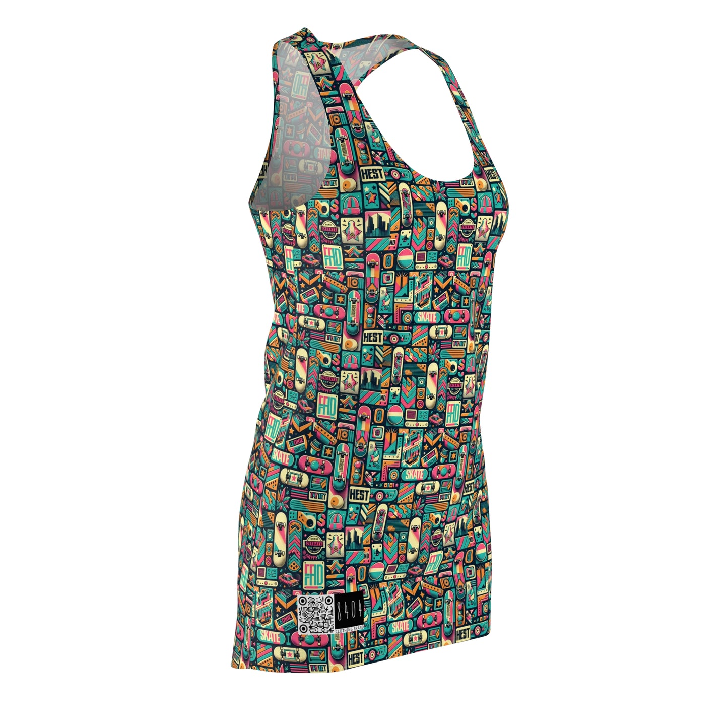 Skate Culture Revival Urban Retro Cool Women's Cut & Sew Racerback Dress - 8404 Design-61