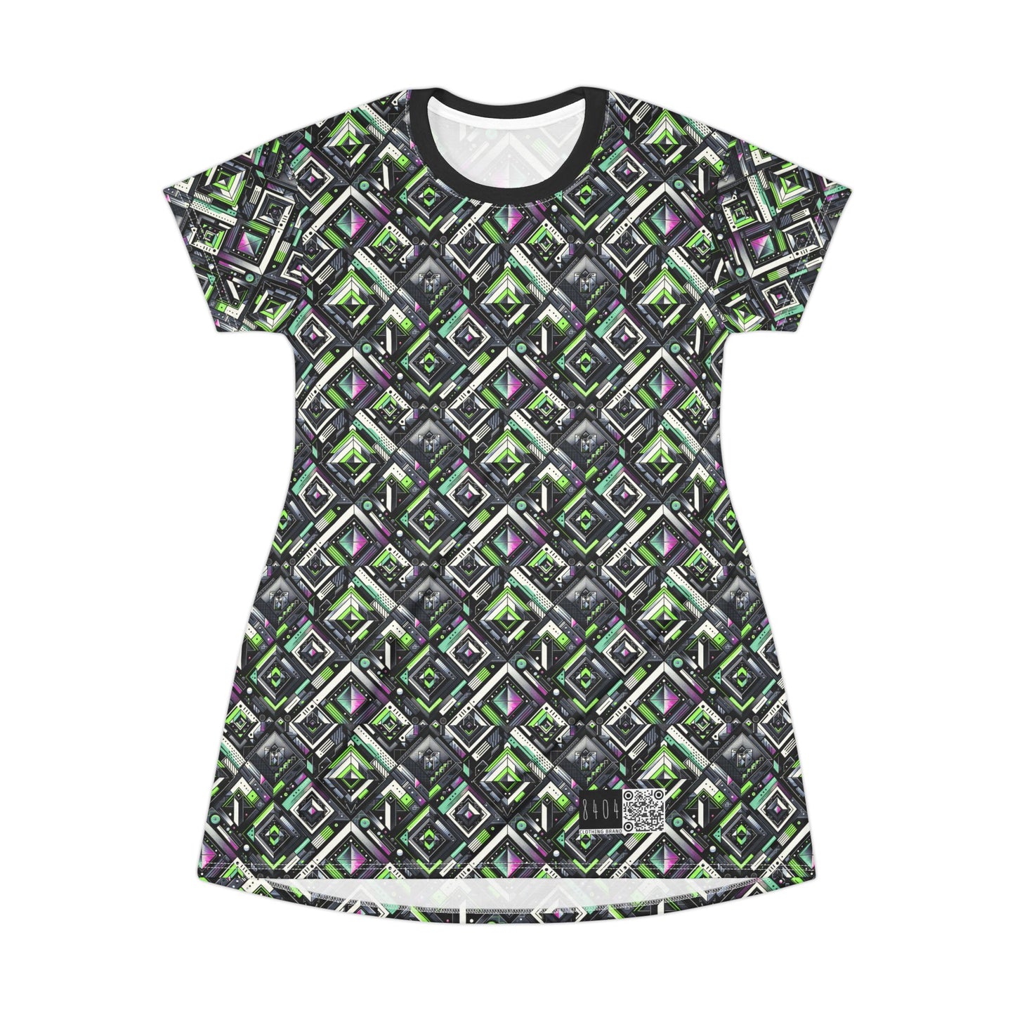 Retro Futurism Graphics Tech-Forward Streetwear T-Shirt Dress - 8404 Design-48