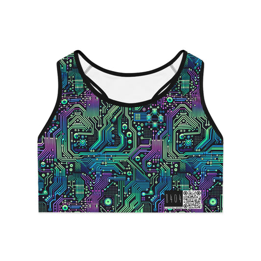 Tech-Infused Neon Tech-Forward Streetwear Sports Bra - 8404 Design-66
