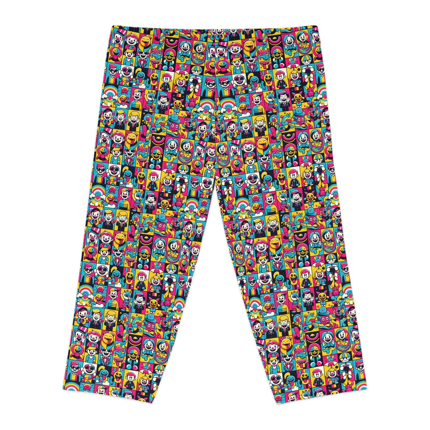 Neon Pop Playful Pop Culture Mashup Women's Capri Leggings - 8404 Design-60