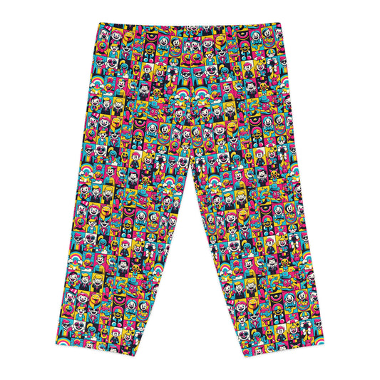 Neon Pop Playful Pop Culture Mashup Women's Capri Leggings - 8404 Design-60