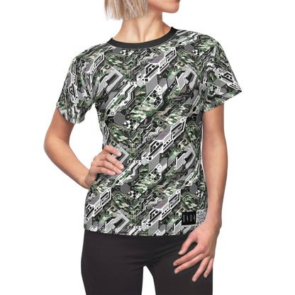 Tech Camo Fusion Tech-Forward Streetwear With a Futuristic Edge Women's Cut & Sew Tee - 8404 Design-46