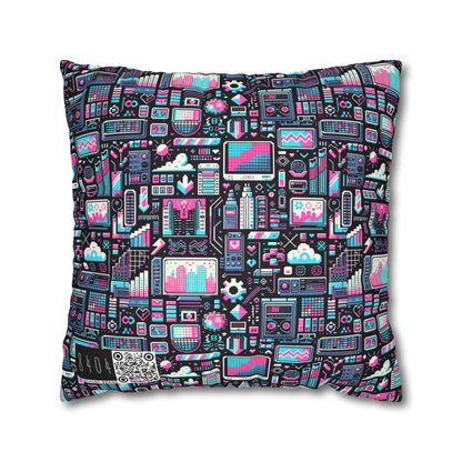 Digital Rebellion Youthful Streetwear with a Rebellious Digital Twist Spun Polyester Square Pillowcase - 8404 Design-71