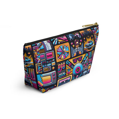 Digital Pop Culture Mashup Maximalist Pop Accessory Pouch W T-bottom - 8404 Design-52