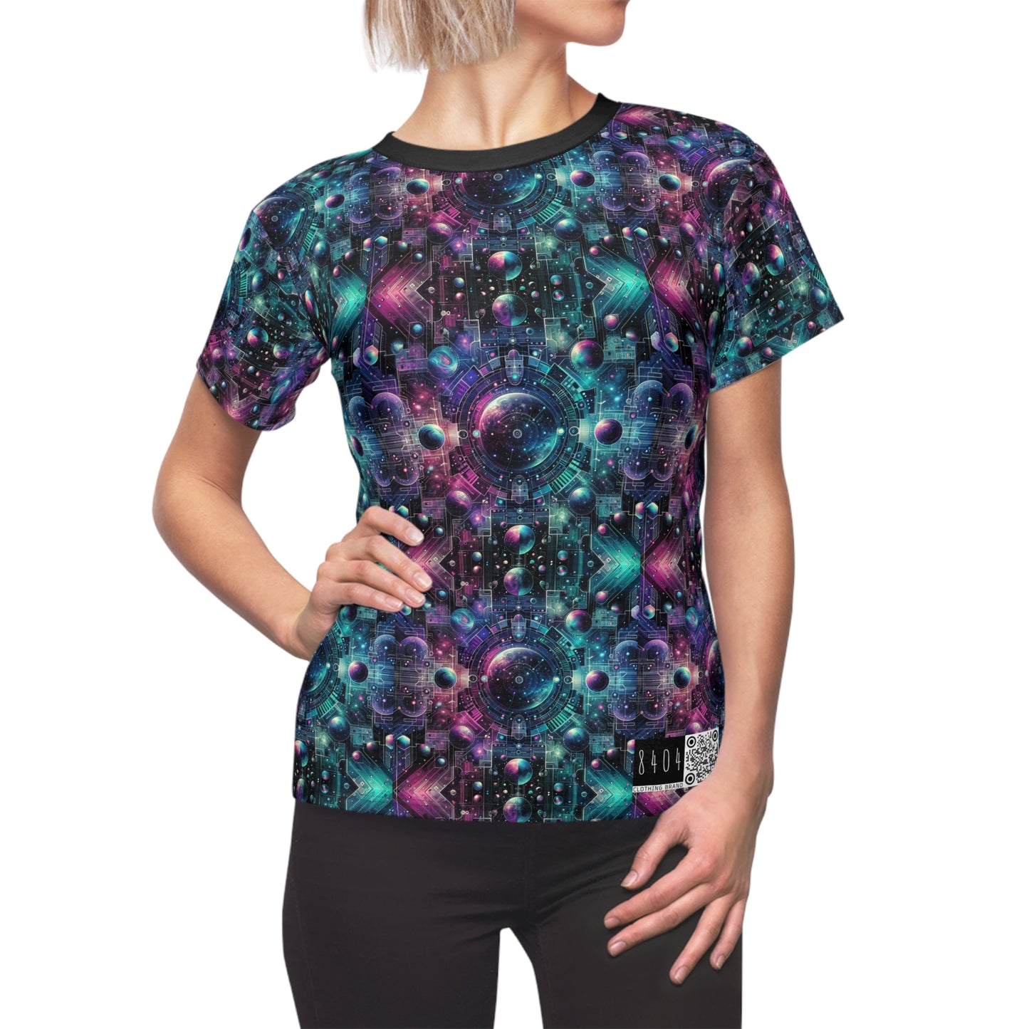 Galactic Hues Tech-Forward Cosmic Fusion Women's Cut & Sew Tee - 8404 Design-59