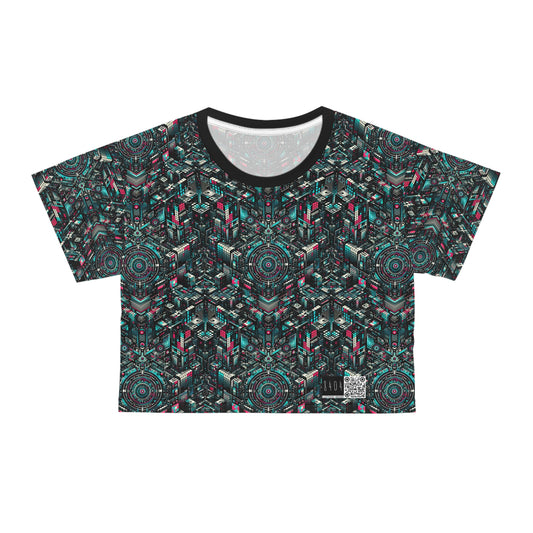 Digital Rebellion Tech-Inspired Streetwear Crop Tee - 8404 Design-54