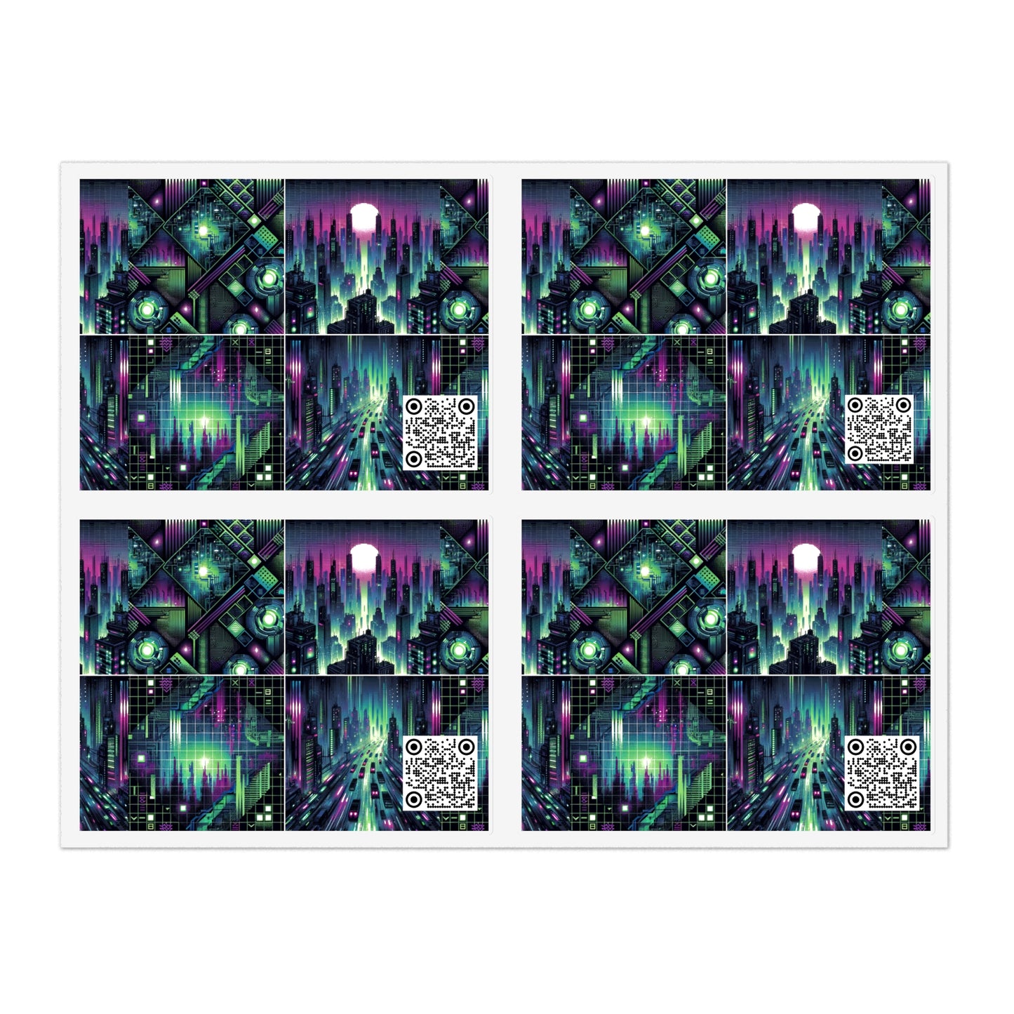 Tech Noir Aesthetics Tech-Forward Urban Dystopia Sticker Sheets - 8404 Design-54