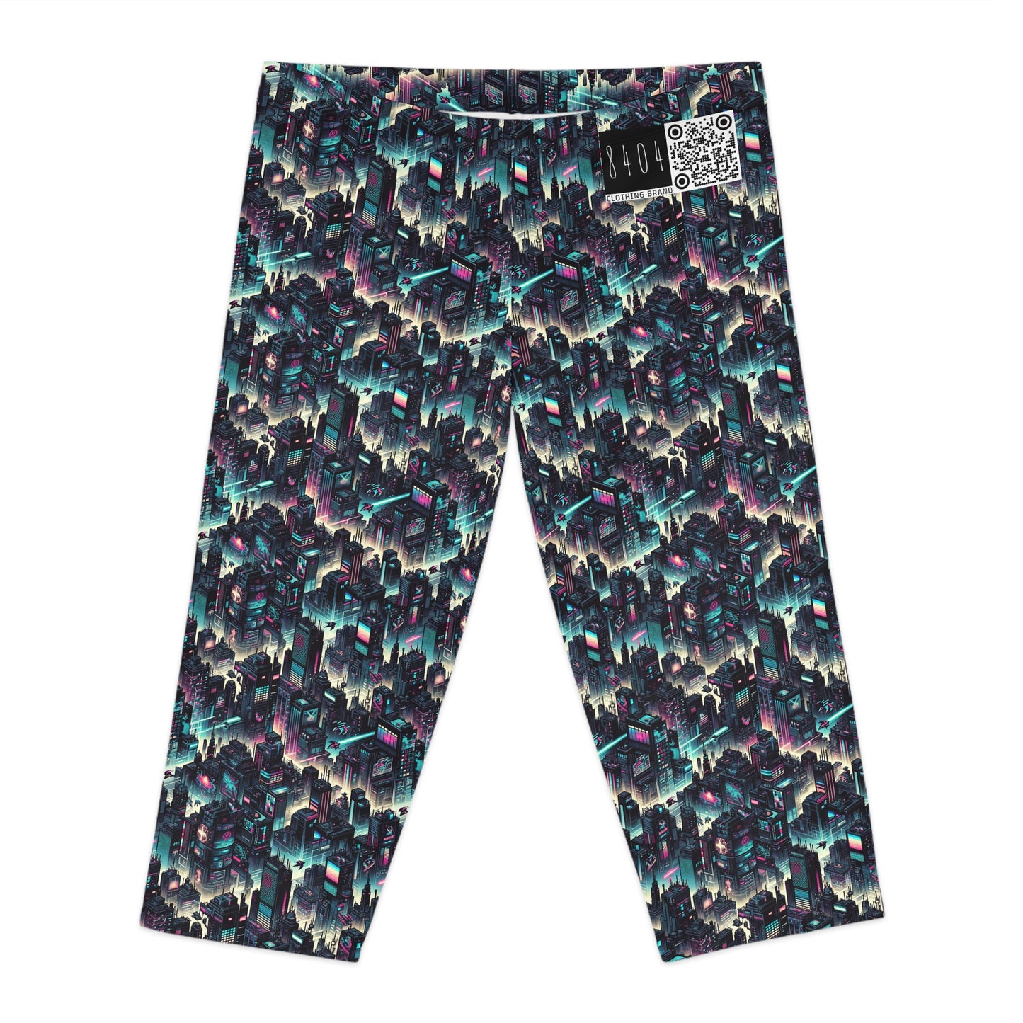 Digital Rebellion Tech-Inspired Streetwear Women's Capri Leggings - 8404 Design-51