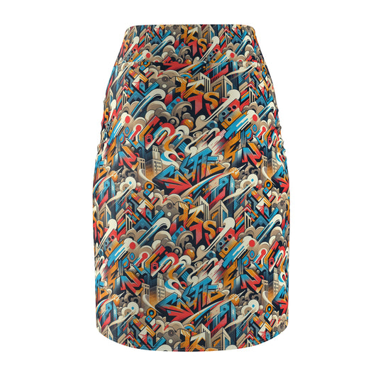 Neo-Traditional Street Art Modern Street Art Fusion Women's Pencil Skirt - 8404 Design-44