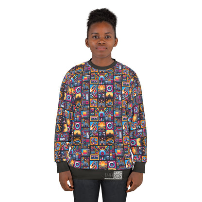 Digital Pop Culture Mashup Maximalist Pop Sweatshirt - 8404 Design-52