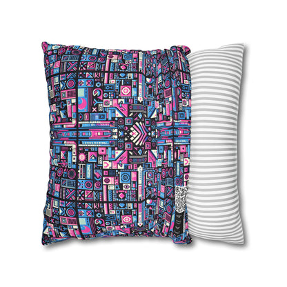 Digital Rebellion Youthful Streetwear with a Rebellious Digital Twist Spun Polyester Square Pillowcase - 8404 Design-65