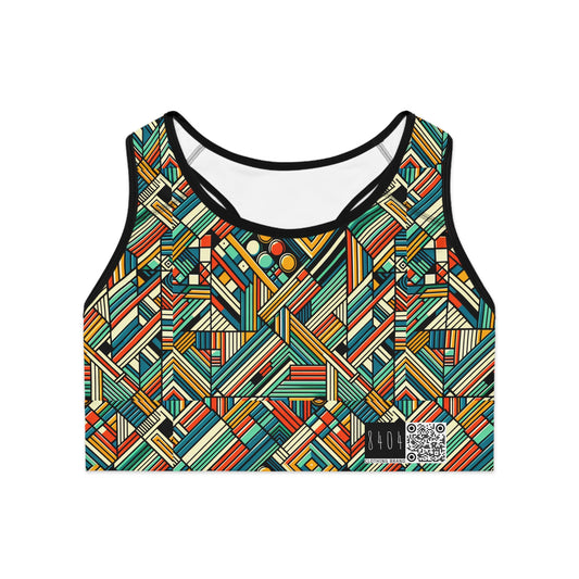 Abstract Graphic Art Modern Artistic Expression Sports Bra - 8404 Design-67