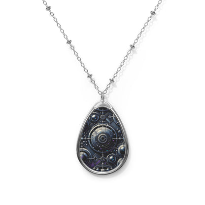 Tech Astronaut Tech-Forward Streetwear Meets Space Exploration Oval Necklace - 8404 Design-45