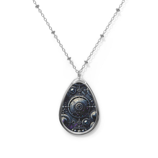 Tech Astronaut Tech-Forward Streetwear Meets Space Exploration Oval Necklace - 8404 Design-45