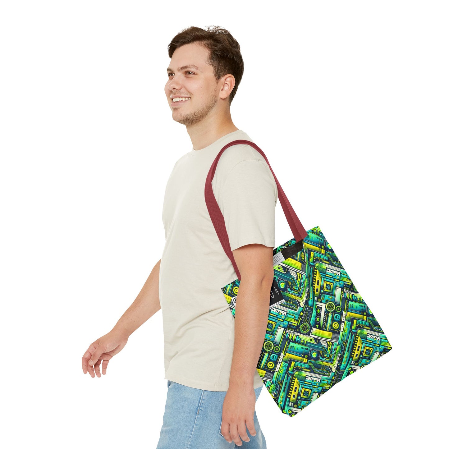 Tech-Infused Neon Tech-Forward Streetwear Tote Bag - 8404 Design-52