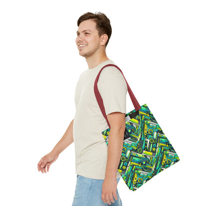 Tech-Infused Neon Tech-Forward Streetwear Tote Bag - 8404 Design-52
