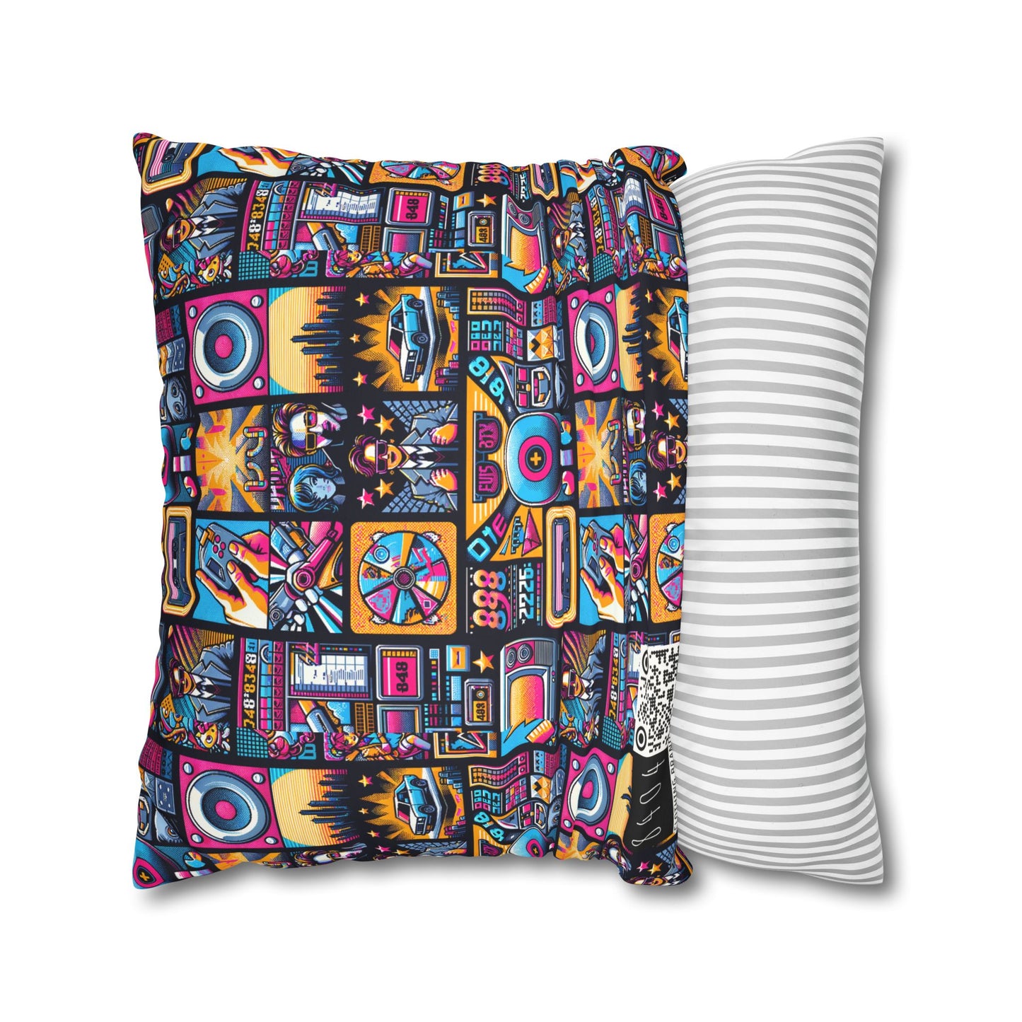 Digital Pop Culture Mashup Maximalist Pop Faux Suede Square Pillowcase - 8404 Design-52
