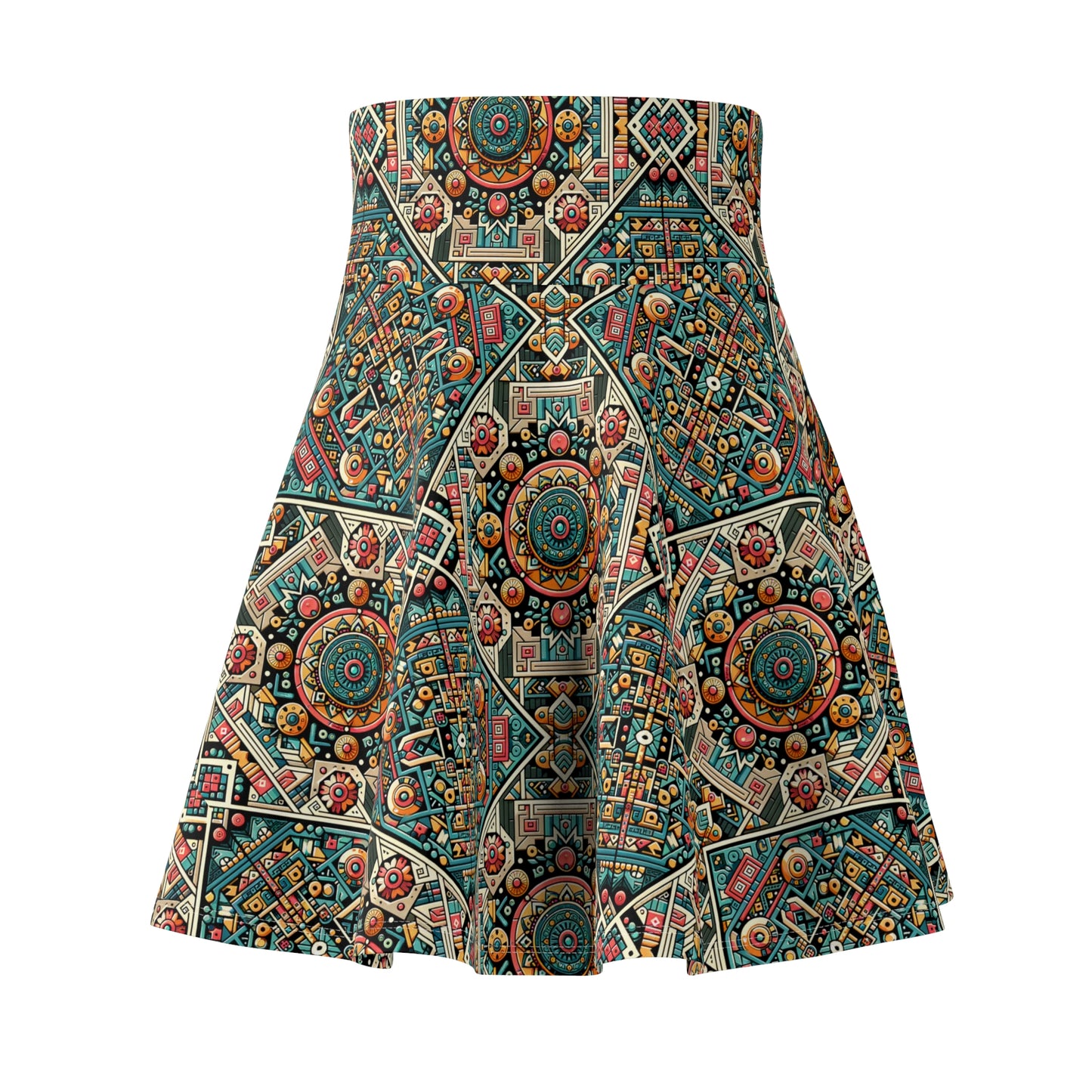 Cultural Fusion Tech Blend of Cultural Heritage With Tech-Inspired Elements Women's Skater Skirt - 8404 Design-74