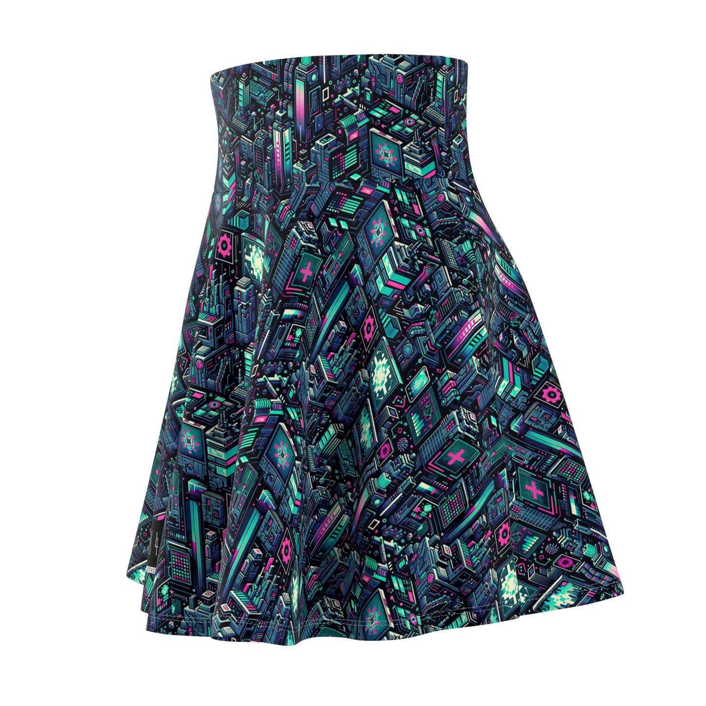Digital Rebellion Tech-Inspired Streetwear Women's Skater Skirt - 8404 Design-58