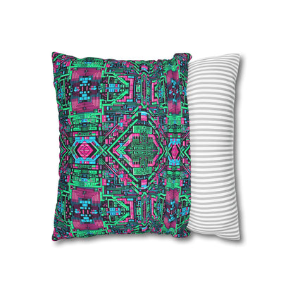 Digital Glitch Vibes Tech-Inspired Streetwear Faux Suede Square Pillowcase - 8404 Design-71