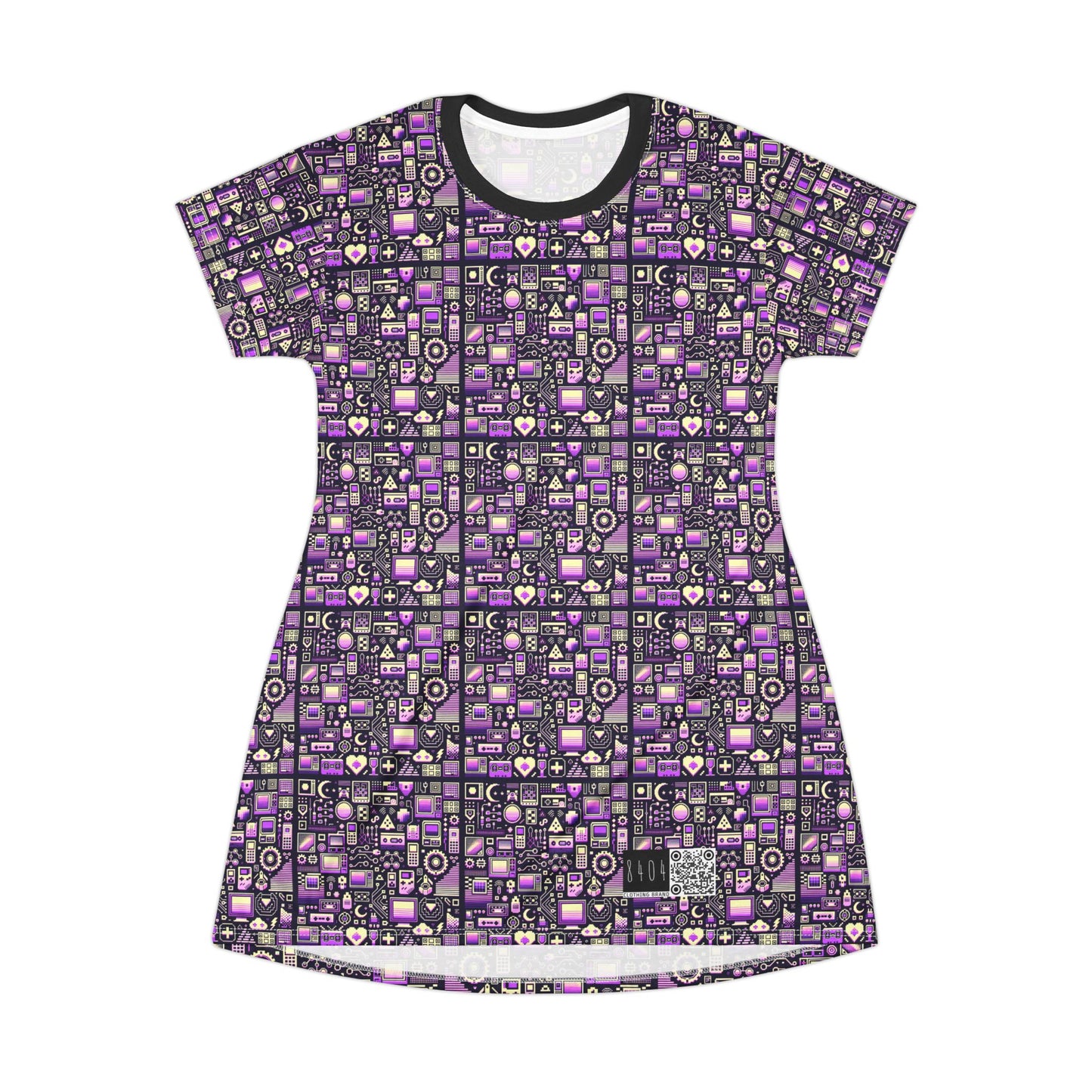 Digital Nostalgia Remix Modern Vintage Fusion T-Shirt Dress - 8404 Design-54