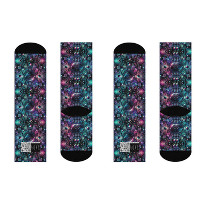 Galactic Hues Tech-Forward Cosmic Fusion Cushioned Crew Socks - 8404 Design-59