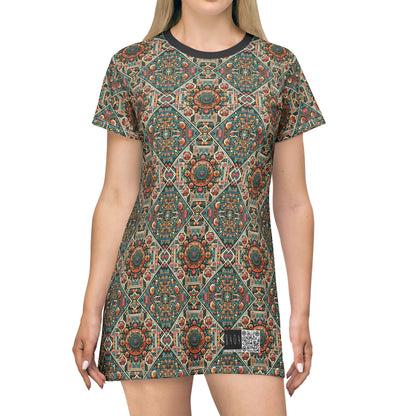 Cultural Fusion Tech Blend of Cultural Heritage With Tech-Inspired Elements T-Shirt Dress - 8404 Design-74