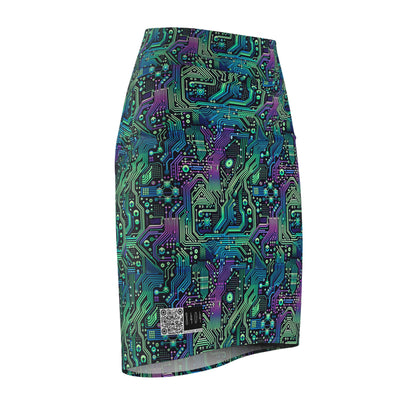 Tech-Infused Neon Tech-Forward Streetwear Women's Pencil Skirt - 8404 Design-66