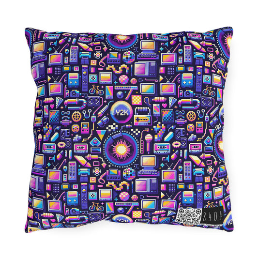 Digital Nostalgia Modern Retro Fusion Outdoor Pillow - 8404 Design-64