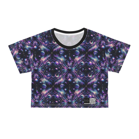 Galactic Hues Tech-Forward Cosmic Fusion Crop Tee - 8404 Design-41