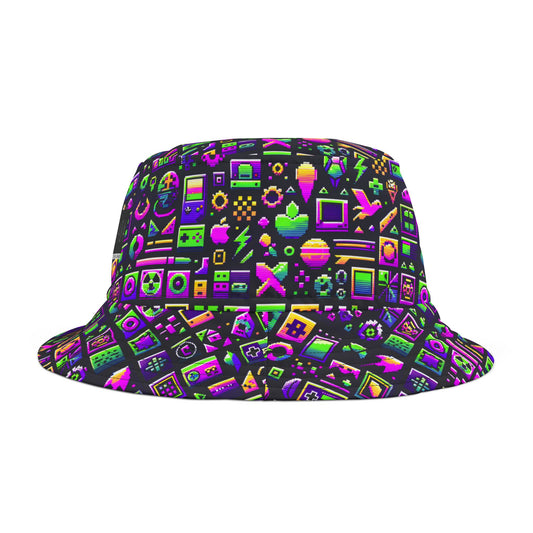 Digital Nostalgia Remix Modern Vintage Fusion Bucket Hat - 8404 Design-49