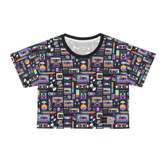 Digital Nostalgia Tech-Inspired Retro Fusion Crop Tee - 8404 Design-48