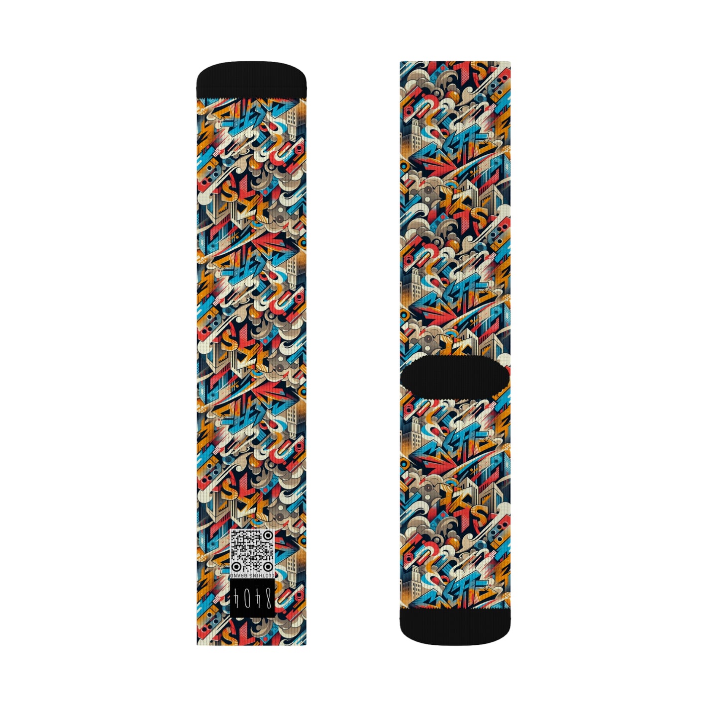 Neo-Traditional Street Art Modern Street Art Fusion Sublimation Socks - 8404 Design-44