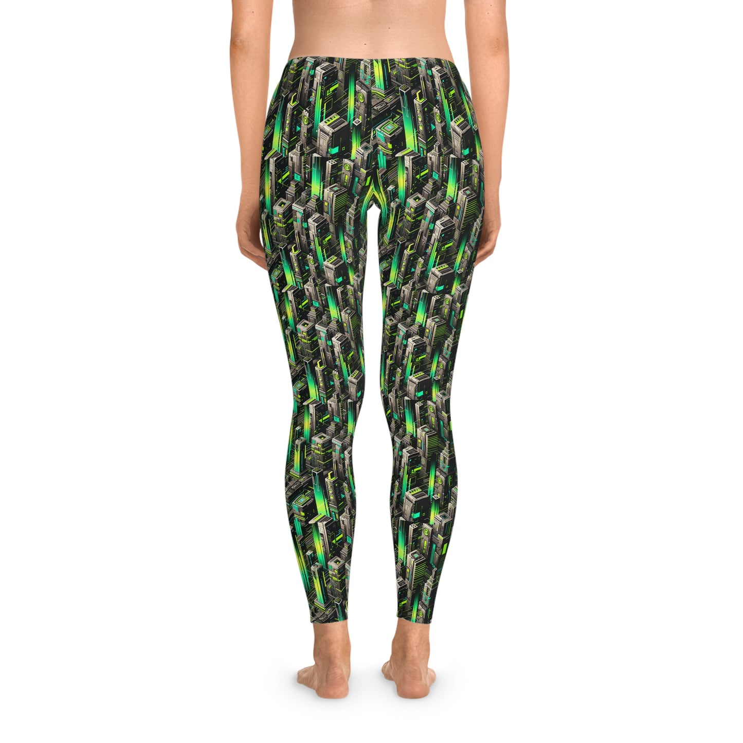 Digital Rebellion Tech-Forward Streetwear Stretch Leggings - 8404 Design-63
