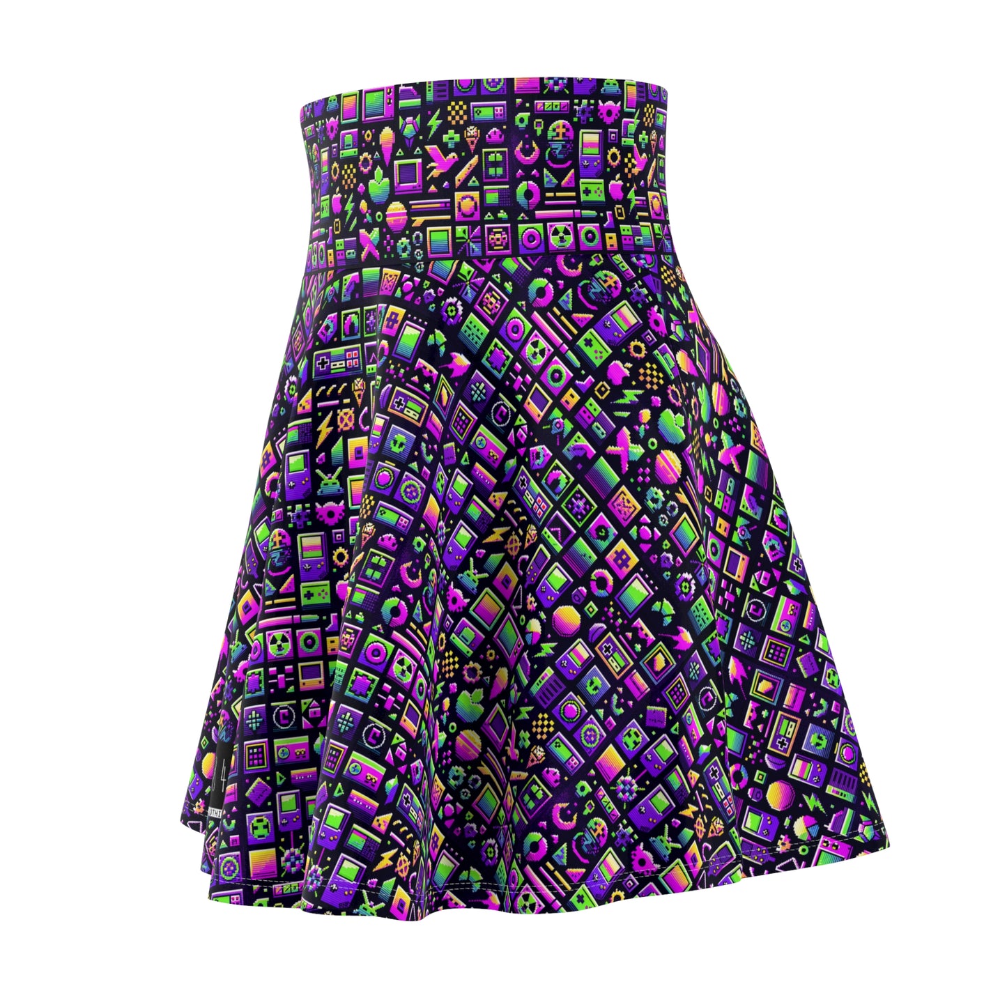 Digital Nostalgia Remix Modern Vintage Fusion Women's Skater Skirt - 8404 Design-49