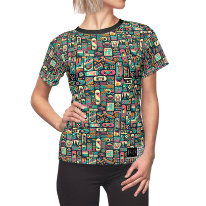 Skate Culture Revival Urban Retro Cool Women's Cut & Sew Tee - 8404 Design-61