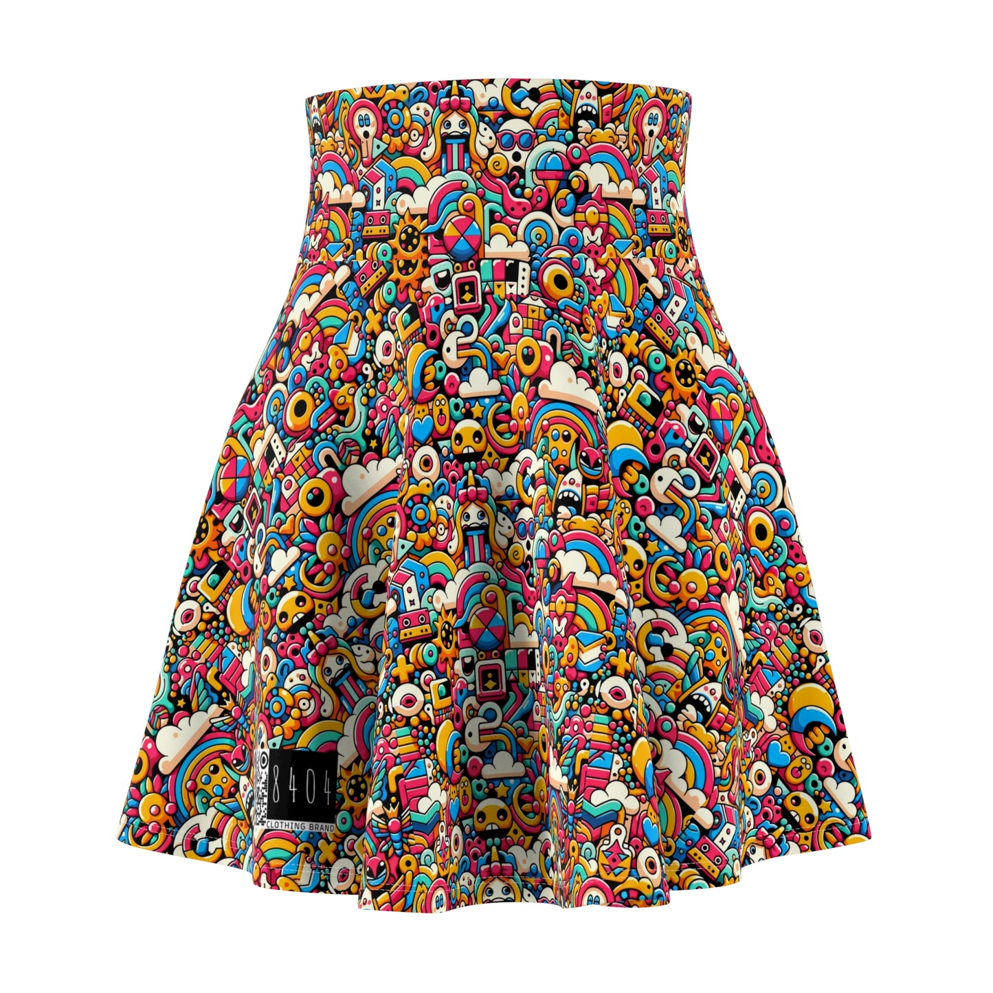 Neon Pop Playful Pop Culture Mashup Women's Skater Skirt - 8404 Design-62