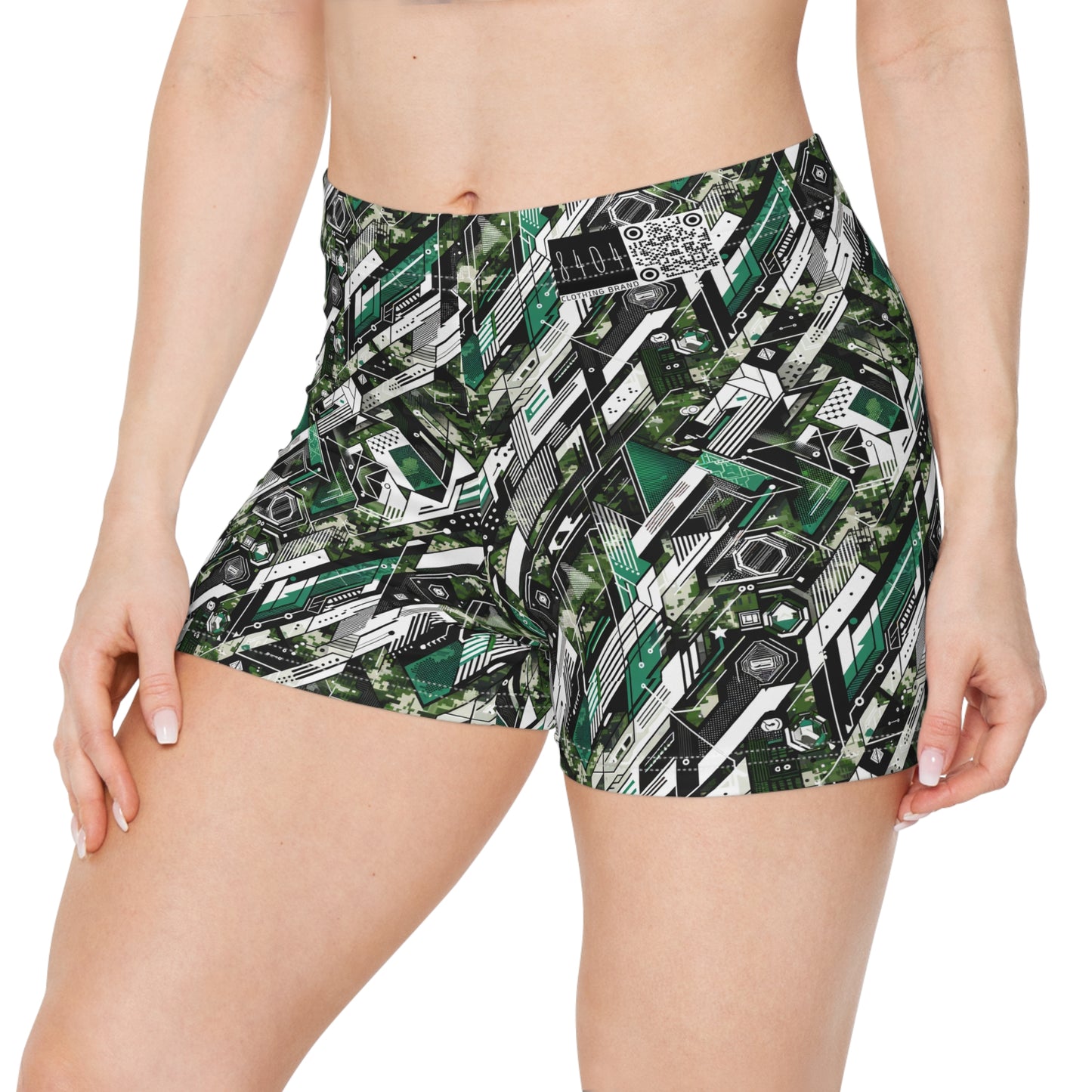 Tech Camo Fusion Tech-Forward Streetwear With a Futuristic Edge Women's Shorts - 8404 Design-63