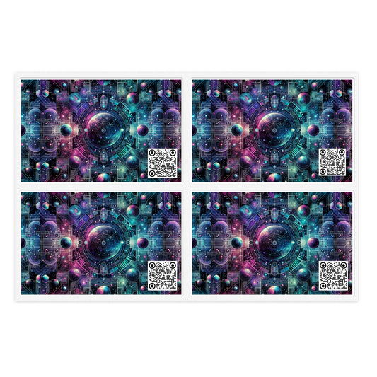 Galactic Hues Tech-Forward Cosmic Fusion Sticker Sheets - 8404 Design-59